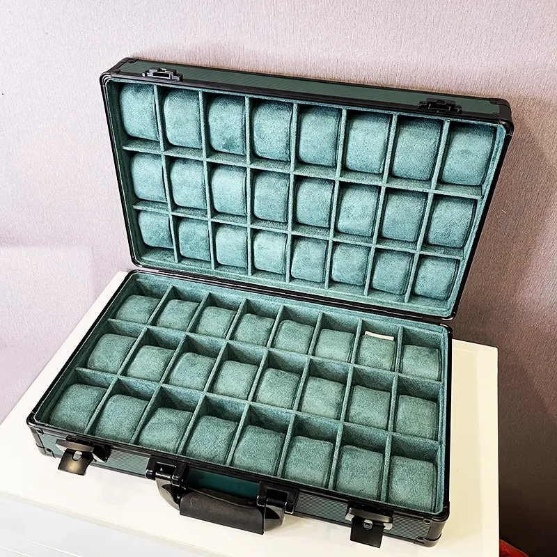 48 Slots Watch Organizer Box Dark Green High Materials Double Side Gift Case